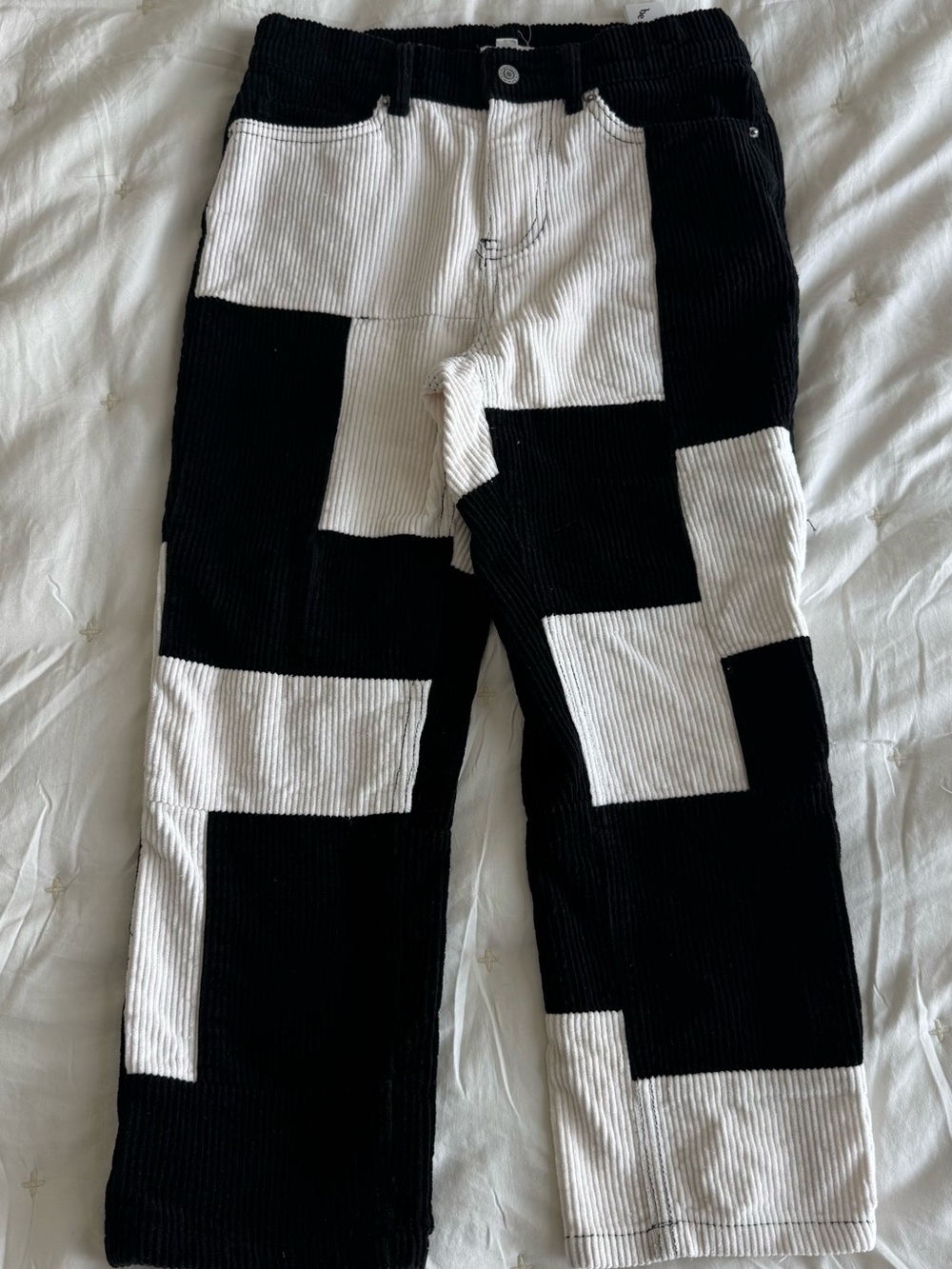 PacSun Kids Black and White Corduroy Trim Pants